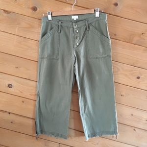 ruth Olive Green Utility Cargo Pants Crop Wide Leg